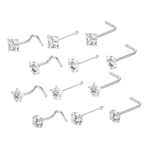 ROMISBABA 12 Stück Teiliges Förmiger Nasenring mit Zirkonia Damen Nasenpiercing Schmuck Modisch Vielseitig Kombinierbar Einzigartiges Design für Stilbewusste Frauen von ROMISBABA