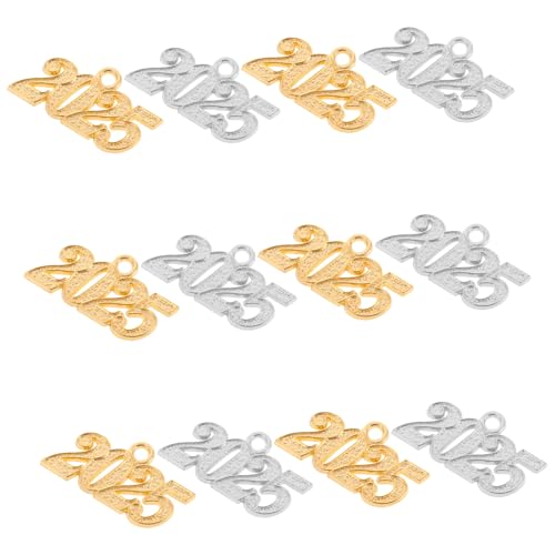 ROMISBABA 12 Stück Teiliges Jahreszahl Anhänger Große DIY Charms in Silber und Gold Langlebige Legierung Schmuckzubehör für Halsketten Armbänder und Kreative Bastelprojekte von ROMISBABA