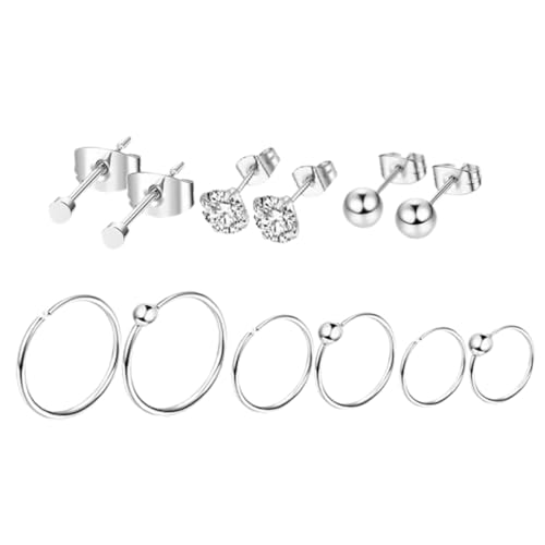 ROMISBABA 12 Stück Teiliges Piercing Schmuck aus Kleine Ohrstecker und Nasenringe Leichte Komfortable Creolen für Damen und Mädchen Rostfrei und Hautfreundlich Modisches Körperschmuck von ROMISBABA