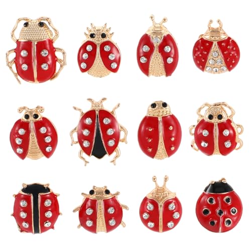 ROMISBABA 12 Stück Teiliges Set Cartoon Brosche Marienkäfer Tier Brosche für Damen und Mädchen Modisches Accessoire für Kleidung Taschen Jacken und von ROMISBABA