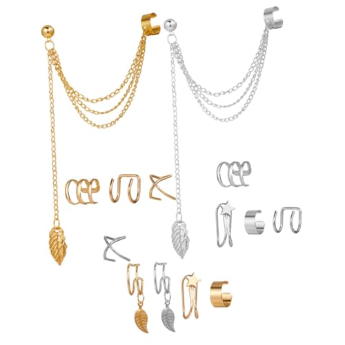 ROMISBABA 14 Stück Teiliges Set Metall Ohrringe Ohrclips nicht Durchbohrende Ohrklemmen mit Design für Damen für Alltag und Besondere Anlässe von ROMISBABA