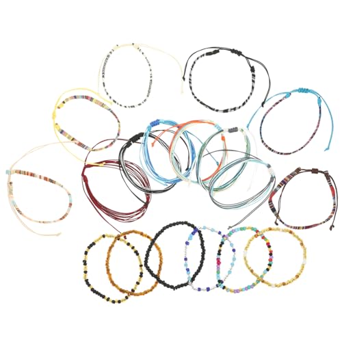 ROMISBABA 18 Stücke Boho Fußkettchen Satz für Frauen Gewebte Perlen Fußkette Handgefertigtes Armband für Strandpartys Farbenfrohe Schmuckstücke für Alltag von ROMISBABA