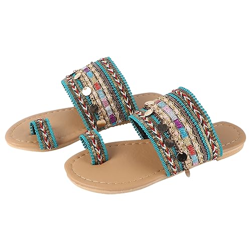 ROMISBABA 1Paar Damen Sandalen Böhmischem Flache Sommerpantoletten Hellgrün Strand Urlaub Pool Freizeit Atmungsaktiv Langlebig ROMISBABA 1Paar Damen Sandalen Böhmischem Flache Sommerpantoletten Hellgrün Strand Urlaub Pool Freizeit Atmungsaktiv Langlebig von ROMISBABA