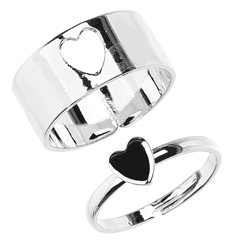 ROMISBABA Herzring für Paare Verstellbarer Offener Statement Fingerring für Frauen und Aesthetic für Teenager von ROMISBABA
