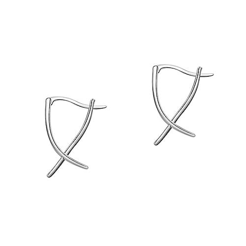 ROMISBABA Kreuzlinien Ohrringe Für Frauen Mädchen Mode Ohr Schmuck Linienkreuz Damen Ohrringe Ohrring Schmuck Geburtstag Hochzeit Weihnachten Zubehör von ROMISBABA