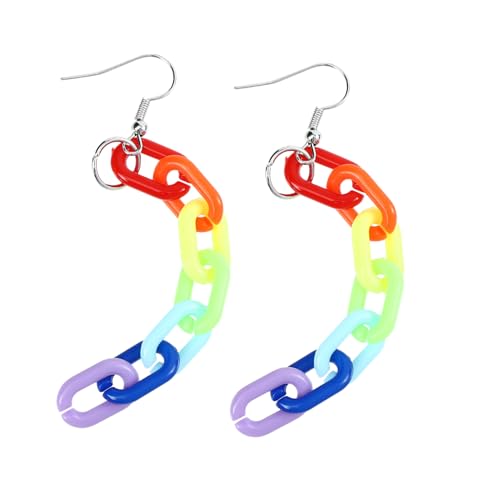 ROMISBABA 1paar Regenbogenfarbene Kettenohrringe Für Frauen Ausgefallene Leichte Pendelohrschmuckstücke Für Festivals Und Alltag Glänzende Und Auffällige Designs von ROMISBABA