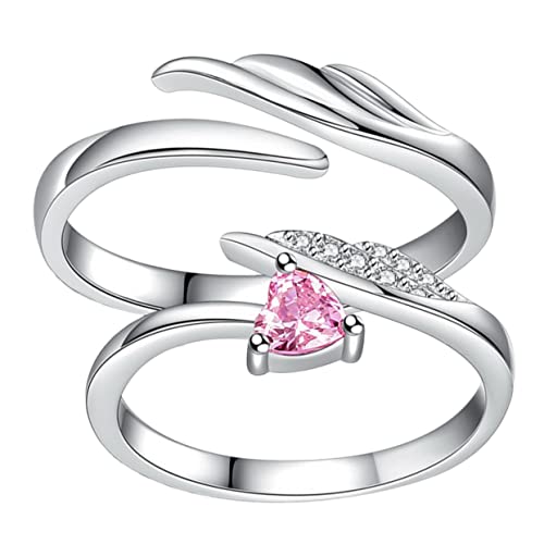 ROMISBABA 1Paar Ringe mit Design Herzform Verstellbar Offener Finger Ring Modisches Schmuckset für Valentinstag Ergonomisch Komfortabel von ROMISBABA