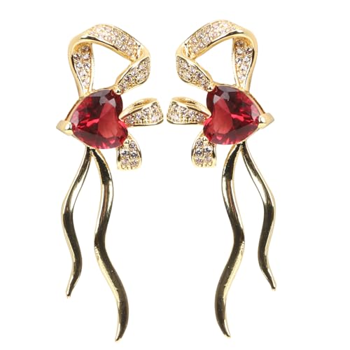 ROMISBABA 1Paar Romantische Herz Ohrringe Mit Schleife Vintage Ohrstecker Mit Roten Edelsteinen Eleganter Schmuck Für Frauen Passend Für Partys Besondere Anlässe ROMISBABA 1Paar Romantische Herz Ohrringe Mit Schleife Vintage Ohrstecker Mit Roten Edelsteinen Eleganter Schmuck Für Frauen Passend Für Partys Besondere Anlässe von ROMISBABA