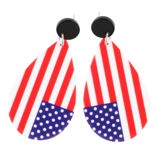 ROMISBABA 1Paar Rot Blau Gestreifte Geometrische Ohrringe Hochwertigem für Damen Nationalflagge Eardrop Langlebige und Stilvolle Statement Ohrringe für von ROMISBABA