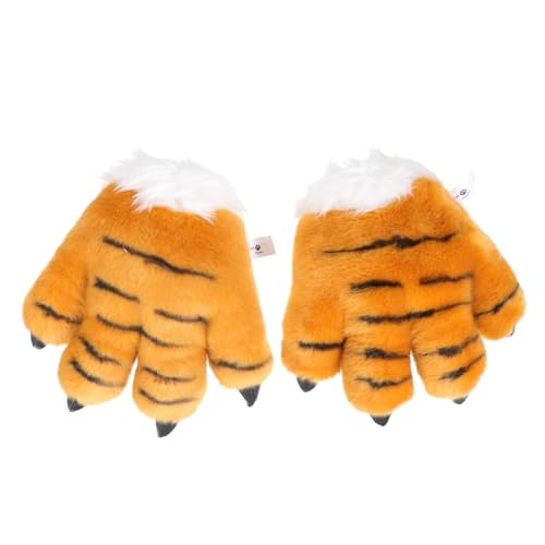 ROMISBABA 1Paar Tiger Krallenhandschuhe Plüsch für Erwachsene und Warme Winterhandschuhe für Rollenspiele und Kostümpartys Gemütliches Design für Outdoor-aktivitäten von ROMISBABA