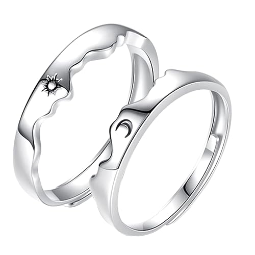 ROMISBABA 1Paar Verstellbare Partner Ringe mit Sonnengravur Offener Ring für Romantisches Schmuckgeschenk für Valentinstag Weihnachten Jubiläen Stilvolles Accessoire von ROMISBABA