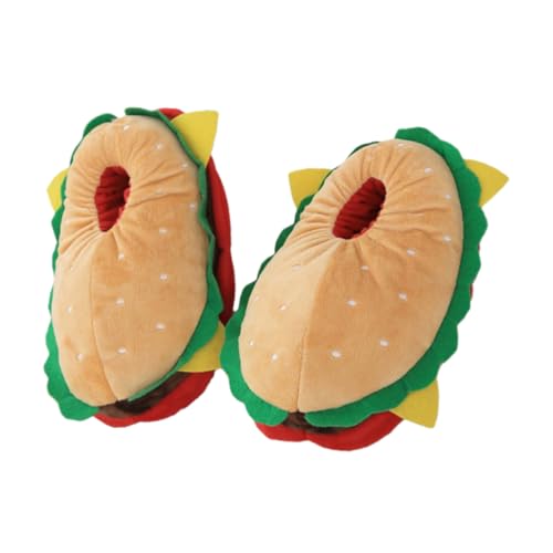 ROMISBABA 1Paar Witzige Burger Hausschuhe Warmem Rutschfeste Indoor Pantoffeln für Männer Frauen Flauschige Cartoon Hausschuhe für Wetter für Zuhause von ROMISBABA