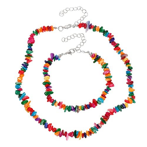 ROMISBABA Strand Schmuck für Frauen – 2 Stück Armband und Halskette Naturstein Elegantes Design Leichtes Strand Accessoire für Mädchen für Sommerpartys von ROMISBABA