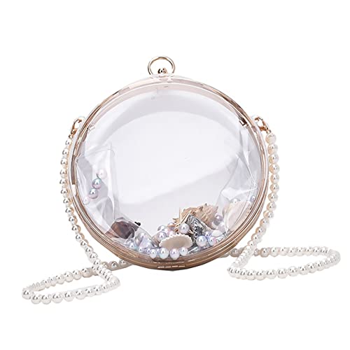 ROMISBABA 1Stück Damen Umhängetasche Material mit Perlenkette Stilvolle Spherical Bag für Freizeit Party Bietet für Handy Geldbörse Hochwertiges ROMISBABA 1Stück Damen Umhängetasche Material mit Perlenkette Stilvolle Spherical Bag für Freizeit Party Bietet für Handy Geldbörse Hochwertiges von ROMISBABA