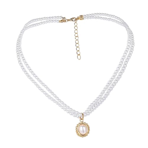 ROMISBABA 1Stück Doppelschichtige Perlenhalskette mit Retro Anhänger Clavicle Kette für Frauen für Partys Festliche Anlässe ROMISBABA 1Stück Doppelschichtige Perlenhalskette mit Retro Anhänger Clavicle Kette für Frauen für Partys Festliche Anlässe von ROMISBABA