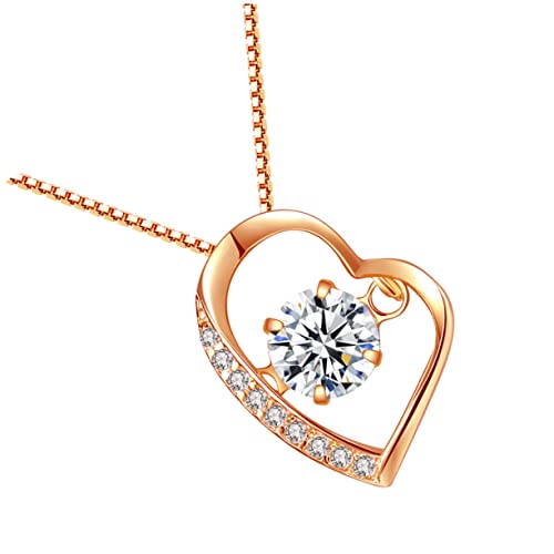 ROMISBABA 1Stück Herzförmige Halskette mit Zirkonia Stilvolle Damen Nackendekoration für Anlässe Wie Partys Elegantes Design Roségold Boxkette von ROMISBABA