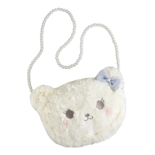 ROMISBABA 1Stück Kuschelige Bärentasche mit Perlenkette Stilvolle Umhängetasche für Damen Geeignet für Verschiedene Anlässe Weichem Material Leicht und Geräumig Modisches Design von ROMISBABA