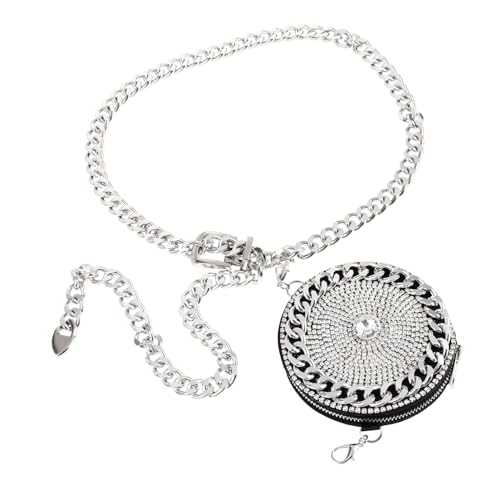 ROMISBABA Mini Crossbody Tasche Für Damen Mit Strass Verzierung Glitzer Taillenkette Tasche Als Accessoire Leichte Und Tragbare Mini Taillentasche von ROMISBABA