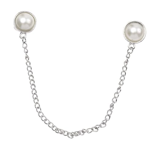 ROMISBABA Perlen Kragenpin Clip Damen Brosche Mit Kette Für Hemd Und Kleid Elegantes Design Für Besondere Anlässe von ROMISBABA