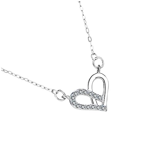 ROMISBABA 1Stück Sterling Silber Halskette mit Doppeldiamant Herzanhänger für Frauen Eleganter Halsschmuck für Hypoallergen Modern im Design von ROMISBABA