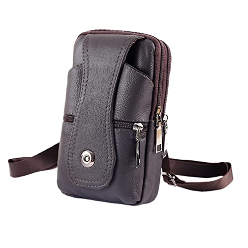 ROMISBABA 1Stück Teilige Handytasche Rindsleder für Männer Multifunktional mit Riemen Business Tiefbraun für Täglichen Gebrauch von ROMISBABA
