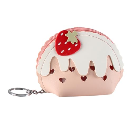 ROMISBABA 1stück Titel Pu Erdbeer Geldbörse Für Mädchen Wechselgeldtasche Mit Reißverschluss Und Schlüsselanhänger Für Karten Münzen Und Kleingeld von ROMISBABA