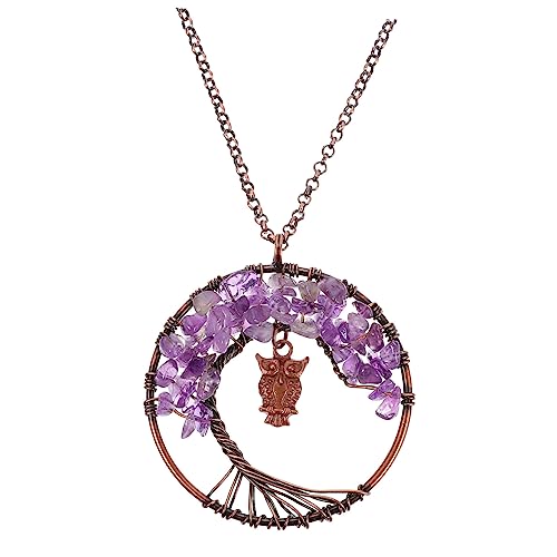 ROMISBABA 1stück Kreative Halskette Mit Natürlichem Stein Lebensbaum Eule Einzigartiger Schmuck Für Frauen Eleganter Amethyst Partys Und Besondere Anlässe ROMISBABA 1stück Kreative Halskette Mit Natürlichem Stein Lebensbaum Eule Einzigartiger Schmuck Für Frauen Eleganter Amethyst Partys Und Besondere Anlässe von ROMISBABA