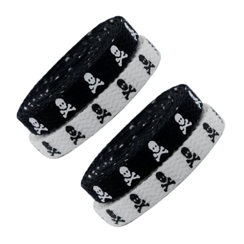 ROMISBABA 2 Paar Flache Schnürsenkel Skull Muster Elastisch Strapazierfähig Für Sneakers Herren Damen Trendige Ersatz Schuhbänder mit Persönlichkeit von ROMISBABA
