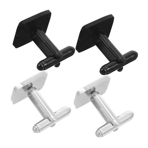 ROMISBABA 2 Paar Quadratische, Blanke Manschettenknöpfe: Herrenhemd-manschettenknöpfe, Flach, Für Den Bräutigam, Schmuck, Accessoires Für Männer, Business, Hochzeit, von ROMISBABA