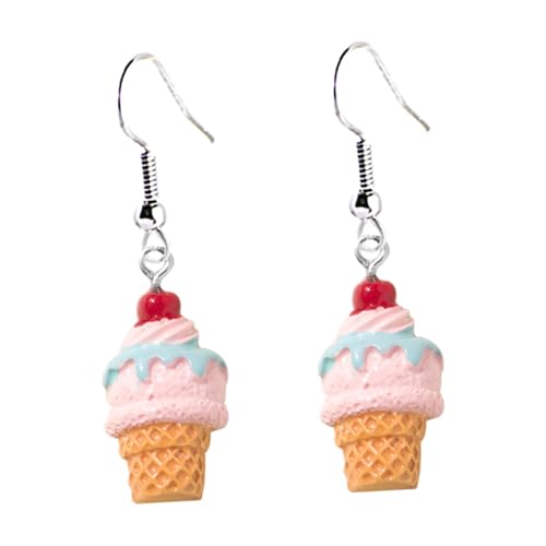 ROMISBABA 2 Paare Bunte Eiscreme Ohrringe Kreative Baumelnde Ohrhänger Damen Lustige Hängende Ohrschmuck Ohrstecker für Alltag Party Strand von ROMISBABA