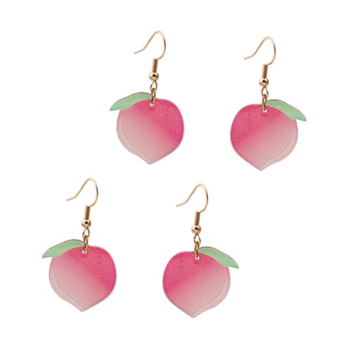 ROMISBABA 2 Paare Chic Pfirsich Frucht Ohrringe Damen Silber Ohrstecker Valentinstag Modisch Vielseitig für Alltag und Party von ROMISBABA