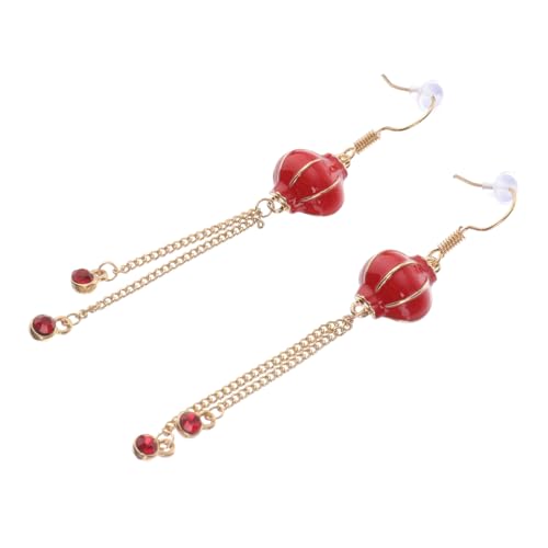 ROMISBABA 2 Paare Chinesische Festliche Ohrringe Rote Lange Baumelnde Ohrhänger Damen Schmuck für Neujahr Hochzeit Party von ROMISBABA