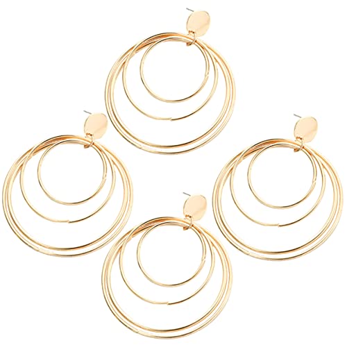 ROMISBABA 2 Paare Damen Creolen Ohrringe Mehrschichtige Runde Hoops Leicht Goldfarben Schmuck Für Alltag Und Party von ROMISBABA