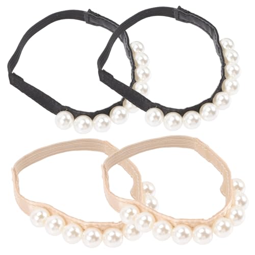 ROMISBABA 2 Paare Elastische High Heels Schuhriemen mit Perlen Abnehmbare Rutschfeste Schnürsenkel für Damen Elastische Knöchelriemen Geeignet für Lose Absatzschuhe Bequem und Dekorativ von ROMISBABA