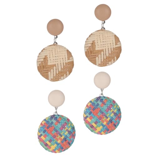 ROMISBABA 2 Paare Ethnische Woven Stroh Ohrringe für Frauen Boho Schmuck Handgefertigte Dangle Ohrringe Retro Accessoire für Alltag und Besondere Anlässe von ROMISBABA
