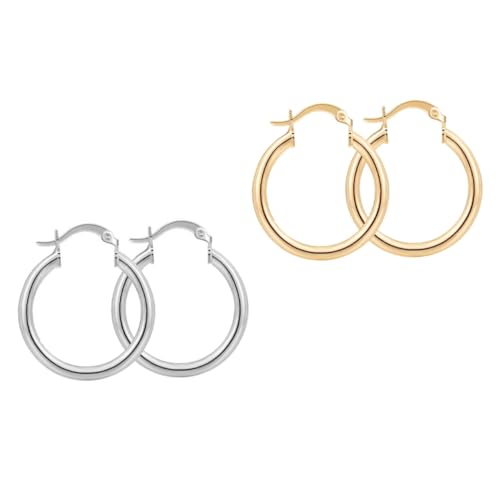 ROMISBABA 2 Paare Geometrische Ohrhänger Große Metallringe Gold und Silber Earbob Creolen für Damen Eleganter Ohrschmuck für Alltag Party und Hochzeit von ROMISBABA
