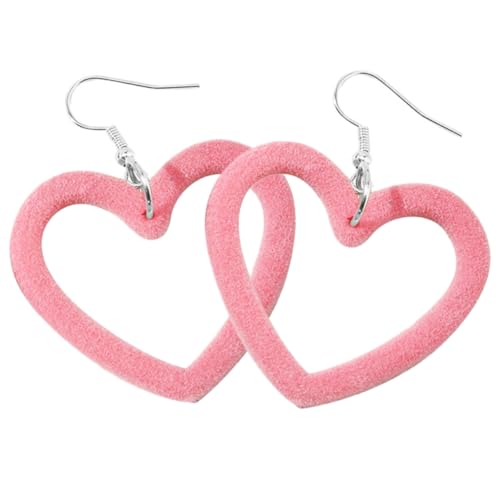 ROMISBABA 2 Paare Herz Ohrringe Dangle Hängend Rosa Gold Silber Stilvoll Modisch Valentinstag Schmuck Damen Accessoire von ROMISBABA