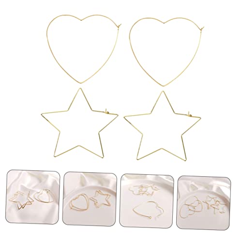 ROMISBABA 2paare Stern Und Herzformige Creolen Für Damen Schmuckherstellung Diy Mit Perlen Oder Anderen Kunsthandwerken Verzierbar Für Besondere Anlässe Oder Alltag Tragbar von ROMISBABA