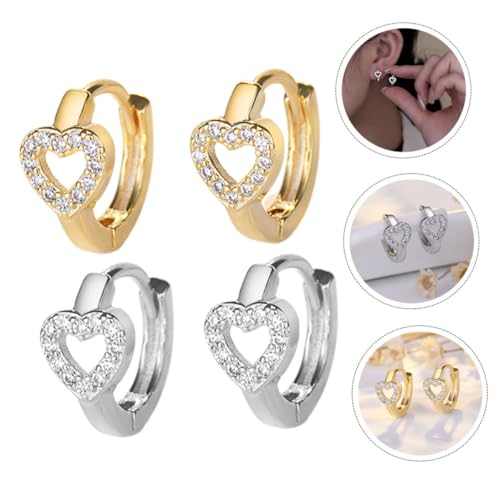 ROMISBABA 2 Paare Kleine Creolen Ohrringe Damen Herzform Ohrschmuck Cartilage Hoops Vintage Gold und Weißgold für Alltag und ROMISBABA 2 Paare Kleine Creolen Ohrringe Damen Herzform Ohrschmuck Cartilage Hoops Vintage Gold und Weißgold für Alltag und von ROMISBABA