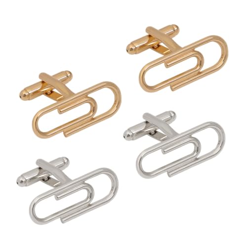 ROMISBABA 2 Paare Luxuriöse Manschettenknöpfe Herren Papierclip Design Glänzend Business Hochzeit Anzug Hemd Schmuck Kleidung Accessoires von ROMISBABA