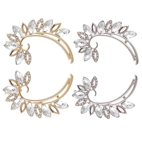 ROMISBABA 2 Paare Mode Ohrclips Ohr Kreativer Schmuck für Frauen Gold und Silber Funkelnde Rhinestone Ohrringe für Kostüme und Alltagslooks von ROMISBABA