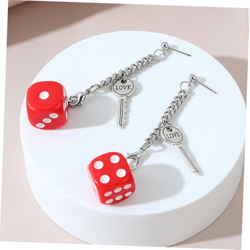 ROMISBABA 2 Paare Würfel Ohrhänger Lange Ohrringe mit Würfeldesign Key Ear Dangler Weiß Rot Modernes Design für Damen Party Alltag von ROMISBABA