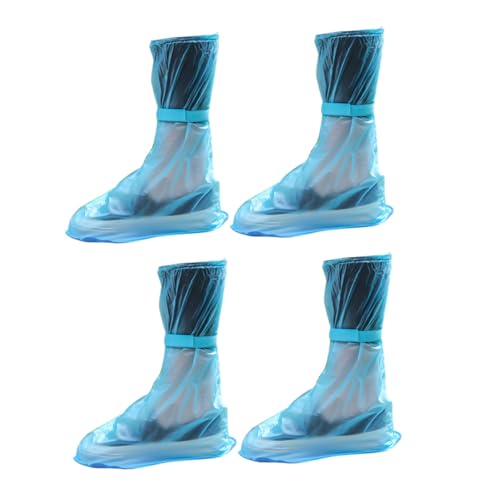 ROMISBABA 2 Paare wasserdichte rutschfeste Hochgeschnittene Überschuhe aus Dickem PVC Strapazierfähig und Schützend XL Passend für Schuhgröße für Outdoor und Regenwetter von ROMISBABA