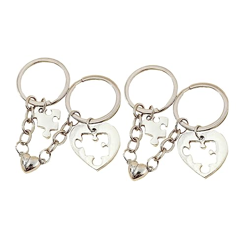 ROMISBABA 2paare Herz-schlüsselanhänger Mit DIY-anhänger Hochwertiges Legierungsmaterial Für Taschendekorationen Und Geschenke Für Freunde von ROMISBABA