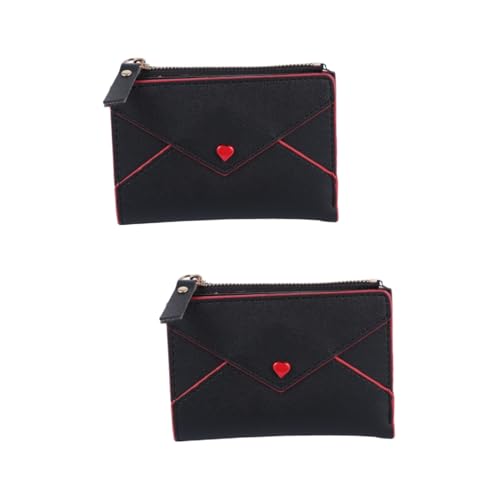 ROMISBABA 2stücke Damen Pu Geldbörse Mit Herz-Design Kartenetui Für Münzen Und Karten Leicht Und Praktisch Für Täglichen Gebrauch von ROMISBABA