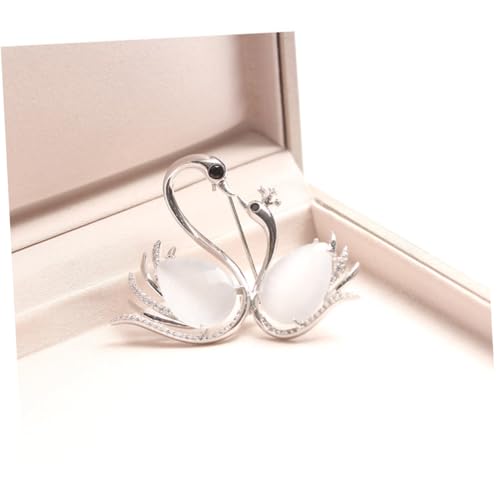 ROMISBABA 2 STÜCK Elegante Schwan Broschen mit Opal und Zirkon Modische Anstecknadeln in Gold und Silber Stilvoller Schmuck für Hochzeit Schal Kleid Party und Alltag Zufällige Farbe von ROMISBABA