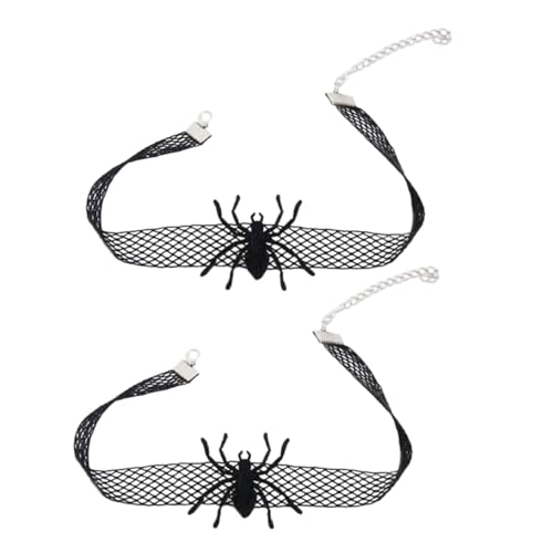ROMISBABA 2 STÜCK Gothic Halloween Spider Choker Halsketten mit Feinem Spinnenanhänger Eleganter Schwarzer Clavicle Chain Schmuck für Frauen und Mädchen Bequem und Kreativ für Party und von ROMISBABA