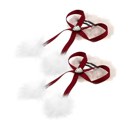 ROMISBABA 2 STÜCK Rote Haarschleifen Teilig Plüsch und Niedliche Herz Haarspangen mit Schleifenband für Damen Vielseitig Einsetzbar bei Partys und Valentinstag Stilvolle Haarschmuck Clips von ROMISBABA