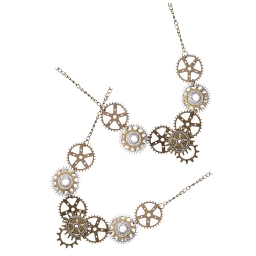 ROMISBABA 2 STÜCK Steampunk Halskette Damen mit Retro Schmuckanhänger Verstellbare Lange Ketten Vintage Goth Schmuck für Kostüm Halloween und Cosplay Accessoires von ROMISBABA