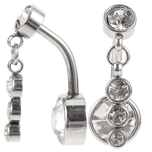 ROMISBABA 2 Stck Bauchnabelpiercing Weißer Zirkonia Nabelring Damen Körper Schmuck Leicht und Hautfreundlich für Party Strand Alltag von ROMISBABA